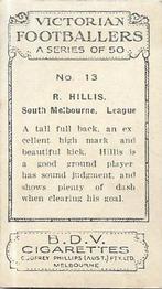 1933 Godfrey Phillips Victorian Footballers (A Series of 50) #13 Ron Hills Back